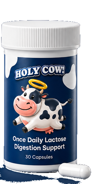 Holy Cow daily lactose digestion support bottle
