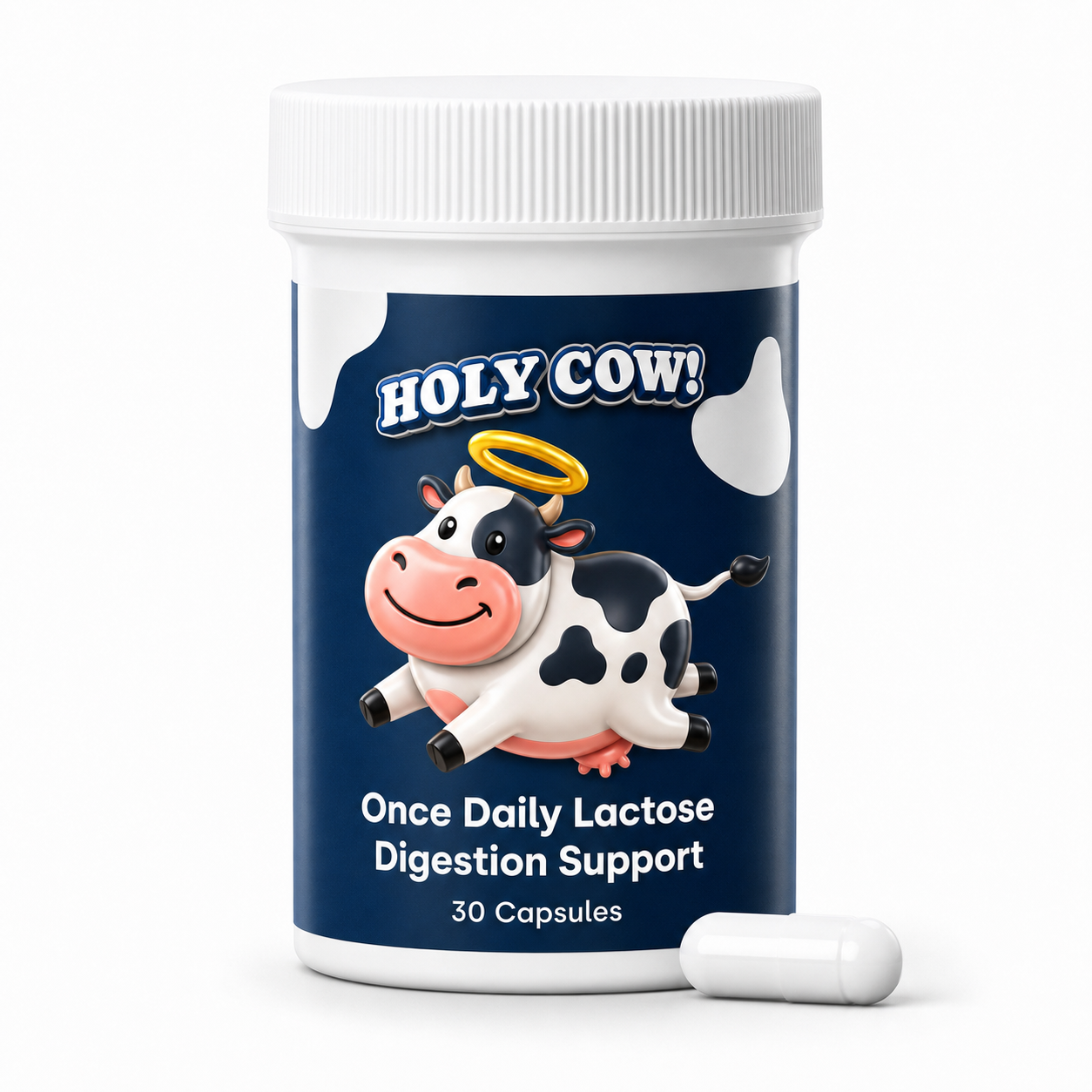 Holy Cow bottle with updated logo and mascot
