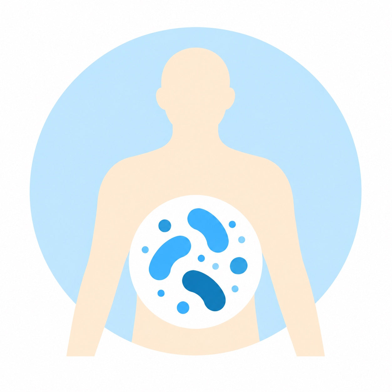Human silhouette with an illustrated microbe motif